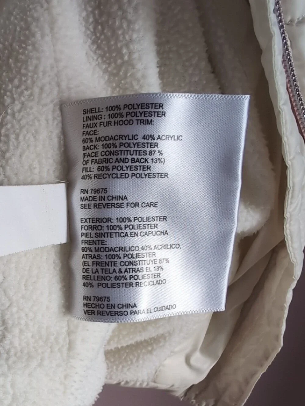 Kids Michael Kors Cream Puffer Jacket with Faux Fur Hood